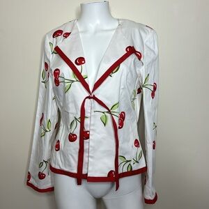 Vintage Y2K 90s cherry theme blazer jacket coat womens sz 10